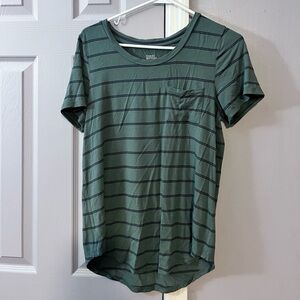 Market & Spruce Green Striped Short Sleeve Tee
